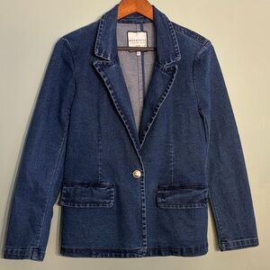 Bagatelle Collection New York Size Medium One Button Denim Blazer